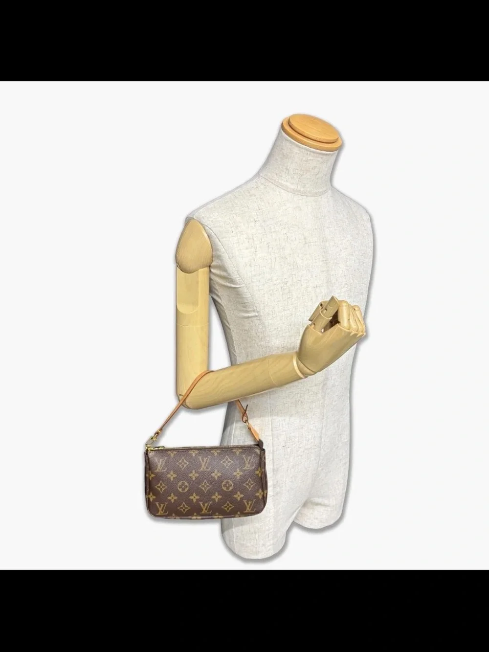 Louis Vuitton Monogram Canvas Mini Pochette with Vachetta Strap
